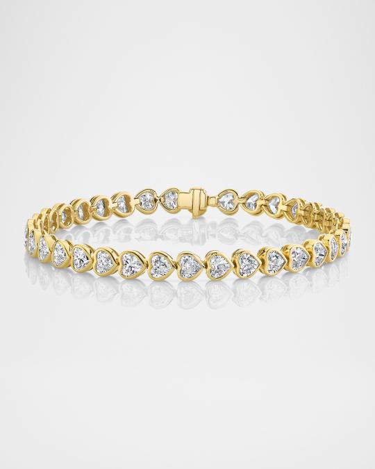 Anita Ko 18K Yellow Gold Bezel Heart Diamond Tennis Bracelet, 6.5