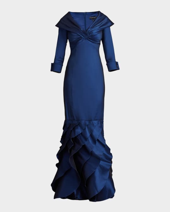 Tadashi Shoji Ruffle Taffeta Column Gown | Neiman Marcus