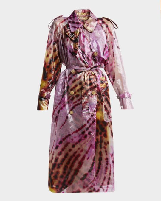 Dries Van Noten Risto Tie-Dye Sheer Trench Coat | Neiman Marcus