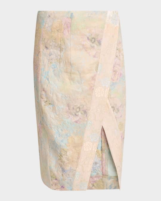 Somina Metallic Floral Jacquard Wrap Skirt
