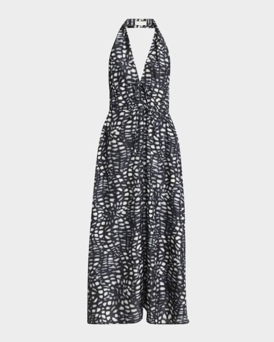 Dries Van Noten Deana Cinched Backless Halter Maxi Dress | Neiman Marcus