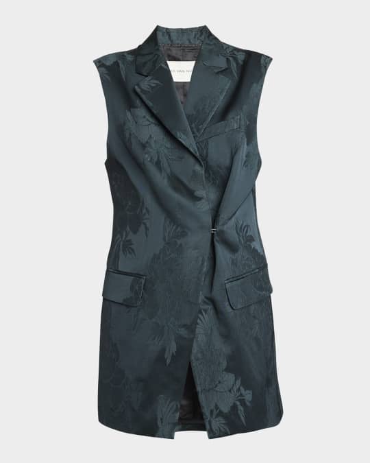 Dries Van Noten Bimbi Metallic Floral Jacquard Tailored Vest