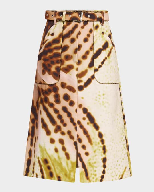 【25SS NEW】DRIES VAN NOTEN / Sheraz プリント ミディスカート Dries Van Noten Sheraz Orchid-Print Belted A-Line Skirt
