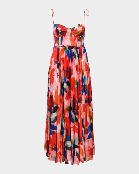 hutch pleated sweetheart dress Hutch Amara Corset Pleated Tulle Fit & Flare Midi Dress