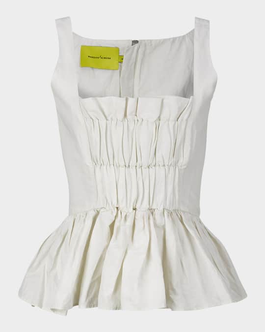Gathered Cotton Peplum Top