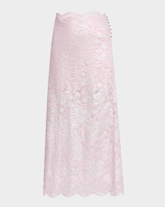 Metallic Lace Midi Skirt
