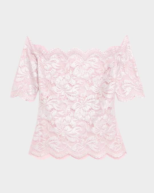 Off-The-Shoulder Metallic Lace Top