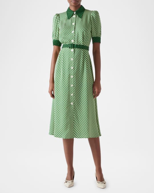 LK Bennett Valerie Striped Viscose Midi Shirtdress | Neiman Marcus