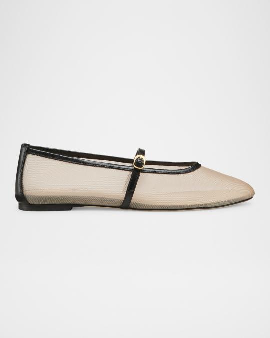 Stuart Weitzman women\'s bare tail Mary Jane flats, 6.5 STUART WEITZMAN Bareitall leather-trimmed mesh Mary Jane  main image 4