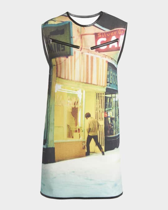 Jil Sander Printed Zip-Pocket Mini Tank Dress | Neiman Marcus