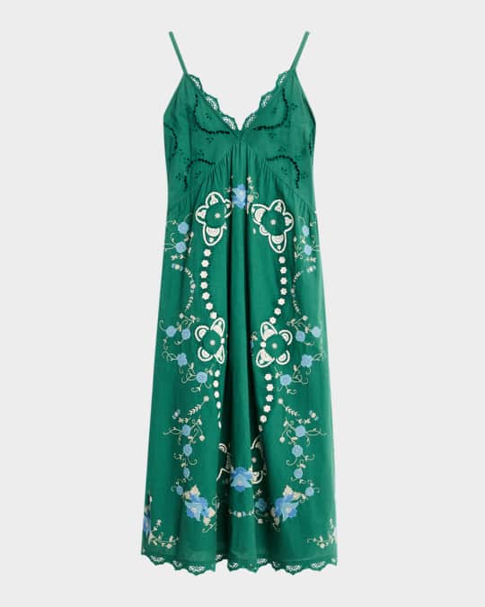 Sea Vesna Embroidered Slip Dress | Neiman Marcus