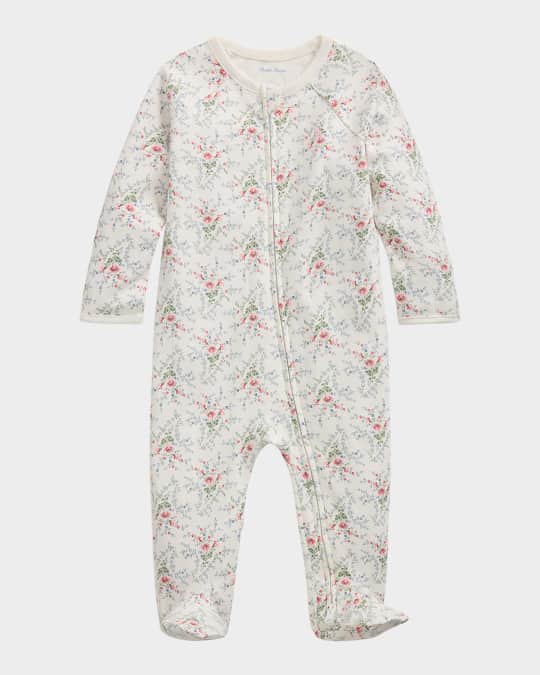 Boy's Floral-Print Coverall, Size Newborn-9M