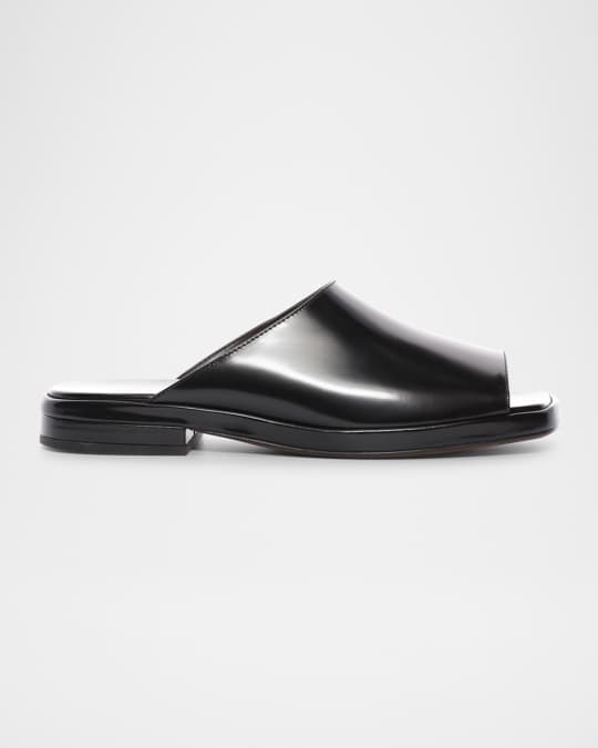THE ROW Emi Leather Flat Mule Sandals | Neiman Marcus