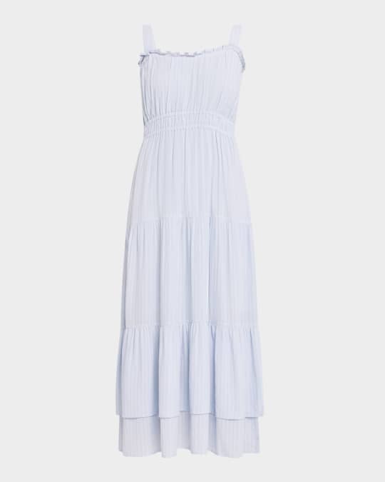PAIGE Persimmon Tiered Midi Dress | Neiman Marcus