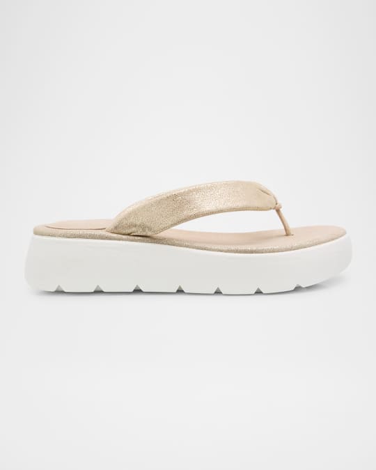 Jelly Metallic Thong Platform Sandals