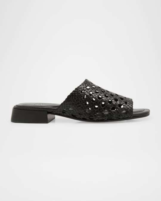 Folie Woven Leather Slide Sandals