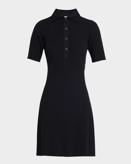 Vince Elbow-Sleeve Polo Mini Dress | Neiman Marcus