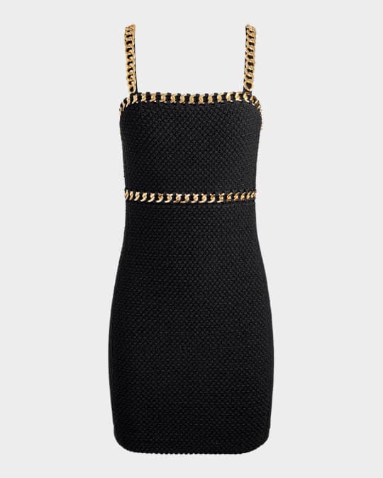 Kelly Chain-Trim Tweed Mini Dress 