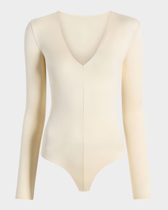 Prima Ballet Deep V-Neck Thong Bodysuit