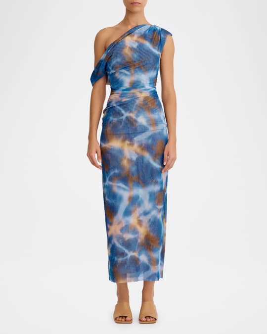 Significant Other Drew One-Shoulder Ruched Midi Dress | Neiman Marcus