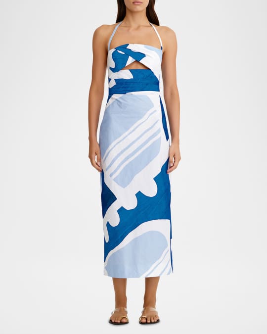 Significant Other Claire Draped Cutout Halter Midi Dress | Neiman Marcus
