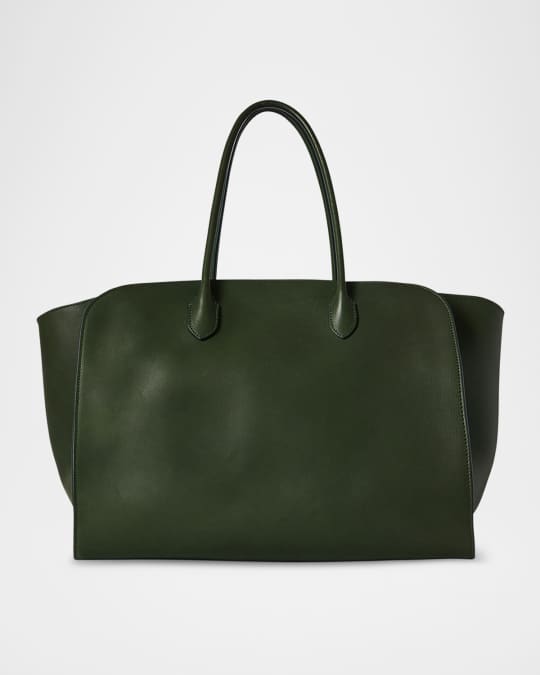 （Navy掲載）The Row Marlo 17 サドルレザートートバッグ Marlo 17 Bag Black in Leather – The Row