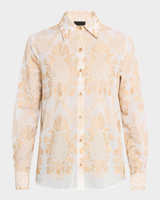 Le Superbe Sand Castle Long-Sleeve Boyfriend Shirt | Neiman Marcus