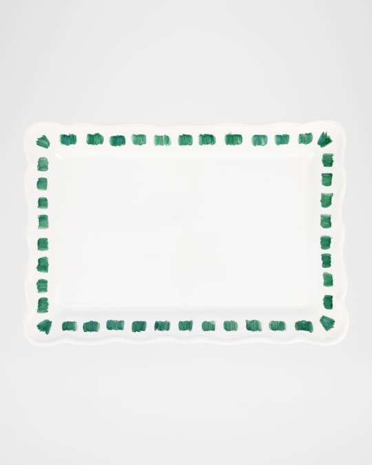 Lisbon Green Stitch Rectangular Platter