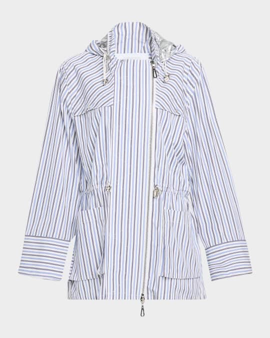 Striped Cotton Hooded Zip Jacket