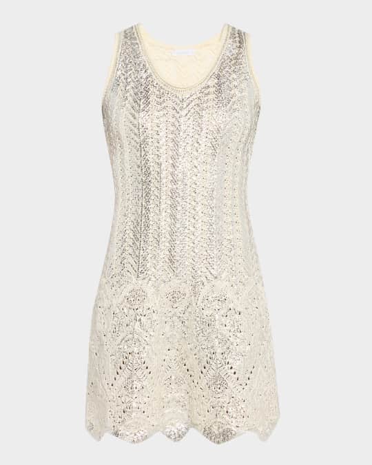 Metallic Knit Sleeveless Mini Dress