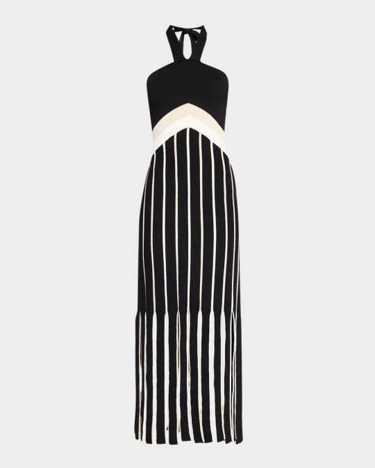 Campbell Fringe Knit Halter Dress