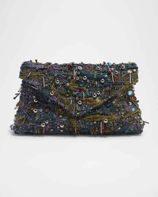 Dries Van Noten Embellished Envelope Flap Clutch Bag | Neiman Marcus