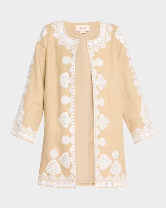 Wren Embroidered Linen Open Jacket