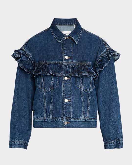 FRAME The Ruffle Denim Jacket | Neiman Marcus