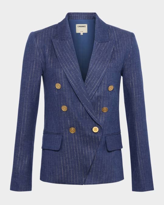 ☆Id Double-Breasted Blazer/KIMHEKIM☆ L'Agence - Kenzie Diva Pink Tweed Double-Breasted Blazer