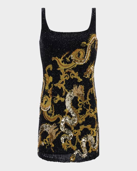 L'Agence Inora Beaded Dragon Mini Dress | Neiman Marcus