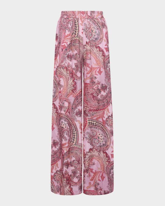 Lillian Paisley Wide-Leg Pants