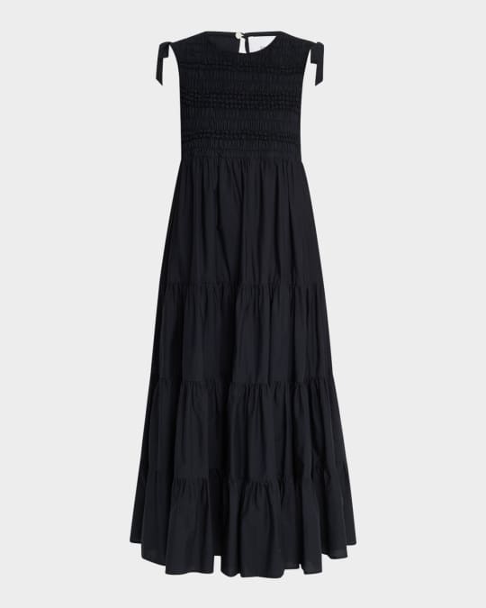 Mirella Sleeveless Smocked Cotton Midi Dress