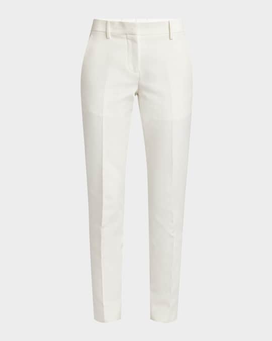 Waffle Slim-Leg Cigarette Trousers