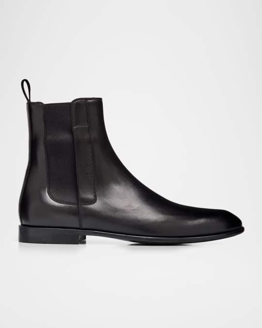 Ferragamo Men's Angle Smooth Leather Chelsea Boots | Neiman Marcus