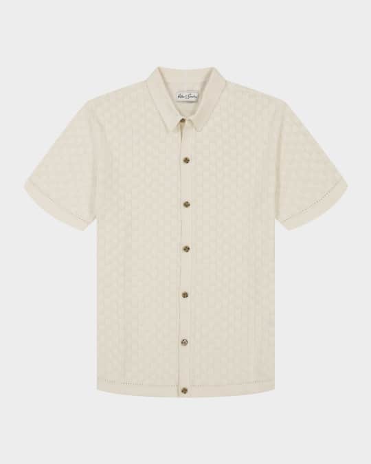 Men's Ames Cotton Jacquard Short-Sleeve Sweater