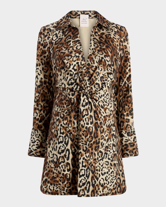 Mckenna Leopard Denim Mini Dress