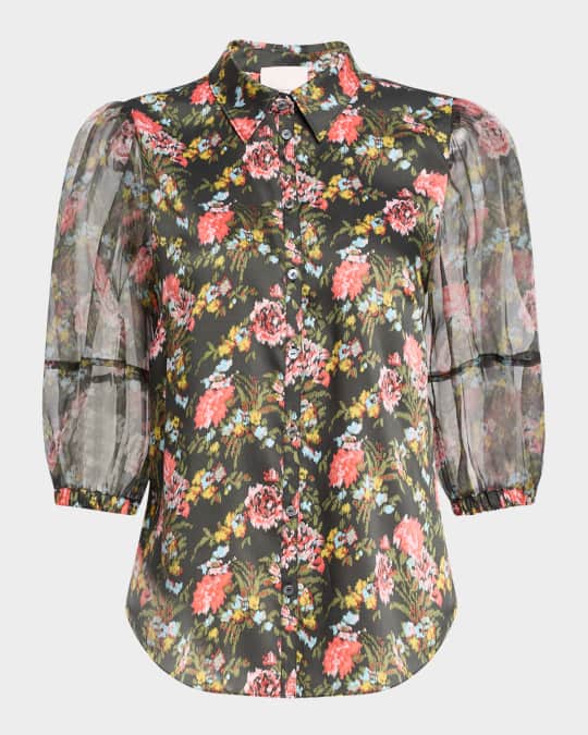 Karyn Floral Puff-Sleeve Top