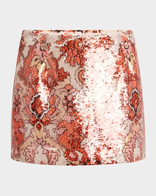Juno Sequined Damask Mini Skirt
