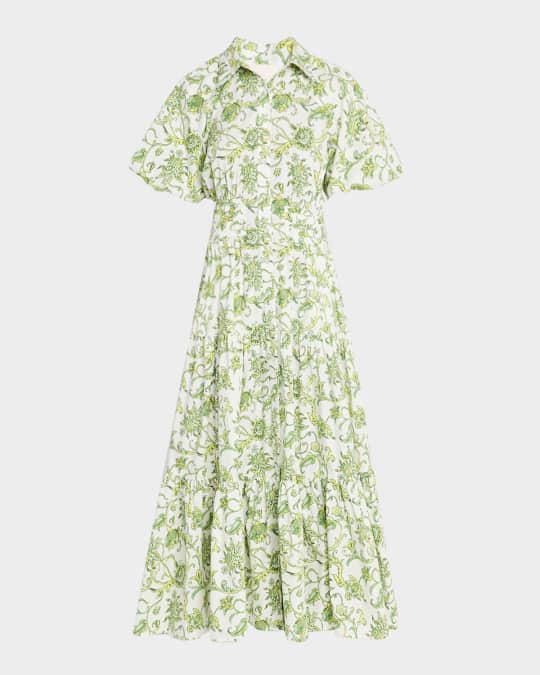 green and white paisley dress Harlow Green Paisley Midi Dress main image 1