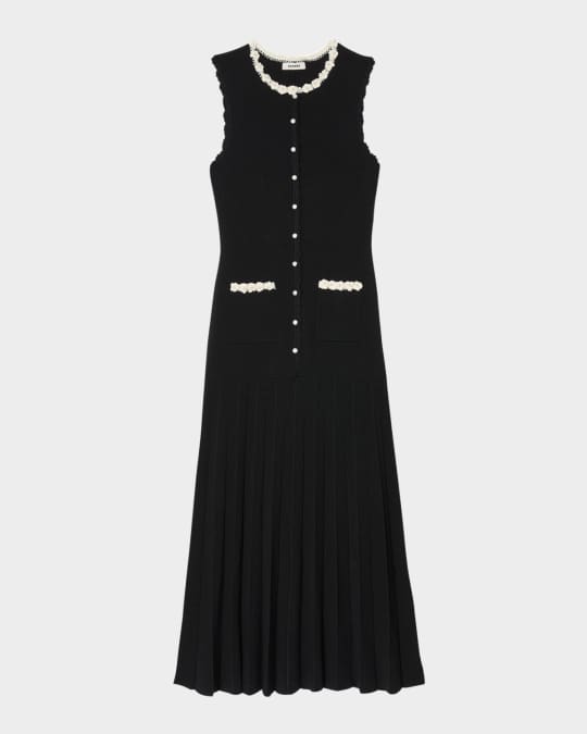 Sandro Blossom Crochet-Trim Stretch Knit Maxi Dress | Neiman Marcus