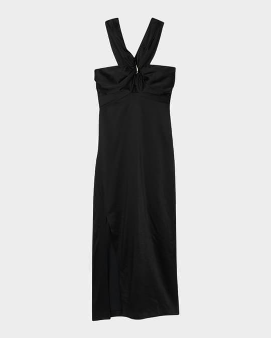 Sandro Ornella Crossover Halter Maxi Dress | Neiman Marcus