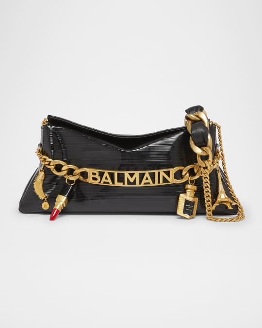 1945 Pouch Clutch Bag in Striped Patent Leather with Charms