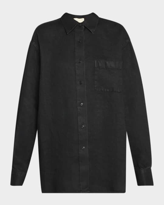 THE ROW Nesson Oversized Linen Button-Down Shirt | Neiman Marcus