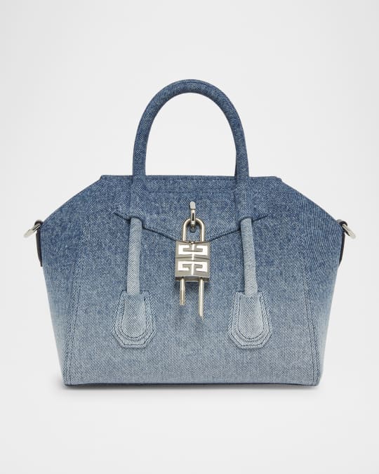 Givenchy Antigona Lock Mini Top-Handle Bag in Faded Denim